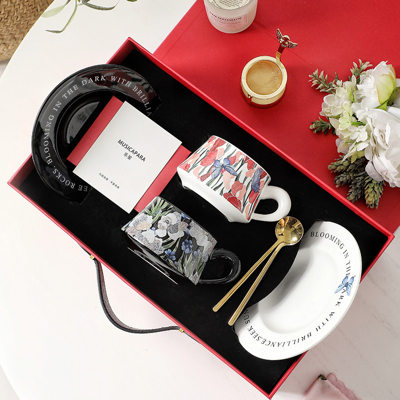 乐笙繁花佳期咖啡杯碟礼盒套装高级情侣对杯生日新婚礼物乔迁送礼,餐饮具,咖啡杯,淘宝优惠券,粉丝福利购,淘宝优惠卷