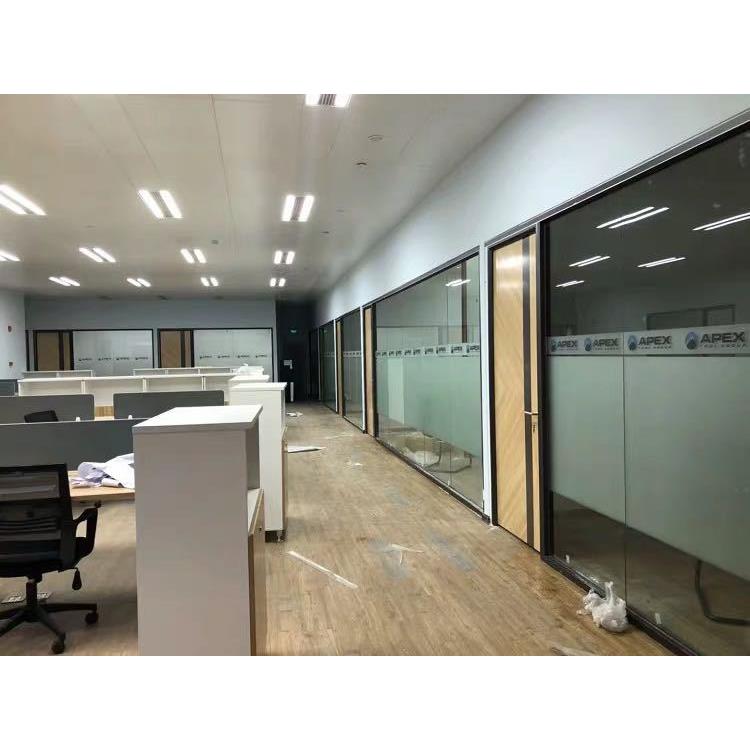 深圳办公隔断墙双玻带百叶铝合金钢化玻璃高隔断隔音墙中空玻璃墙