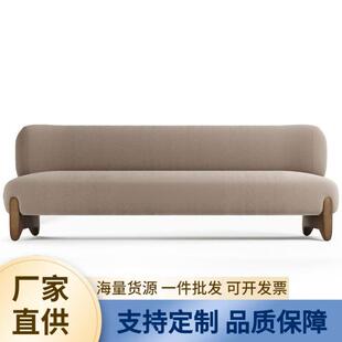 北欧轻奢实木布艺直排休闲沙发设计师民宿大小户型休闲三四多人位