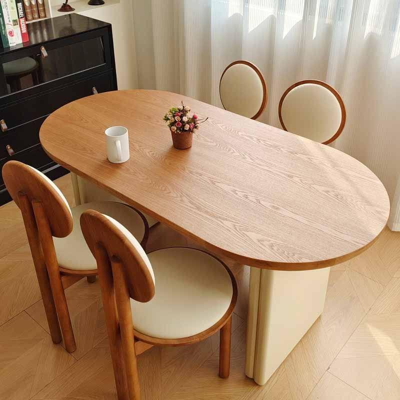 法式复古实木椭圆形餐桌椅组合中古奶油风格客厅家用大小户型餐桌