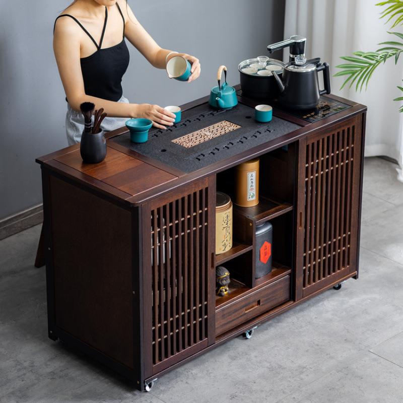 【中式风格】实木茶桌茶台移动家用小茶车烧水壶一体小型茶几功HC
