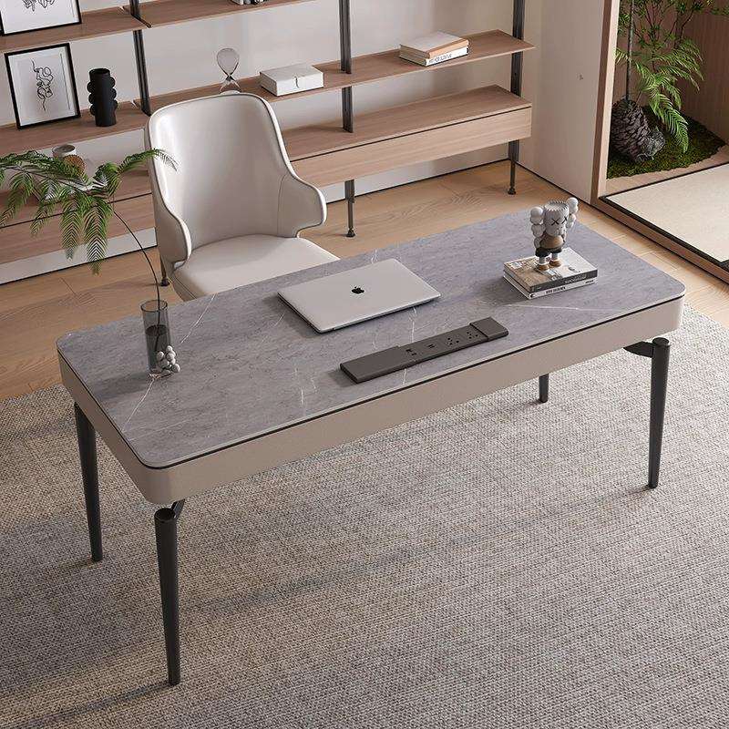 意式极简书桌轻奢家用书房高档简约写字台电脑桌哑光岩板办公桌