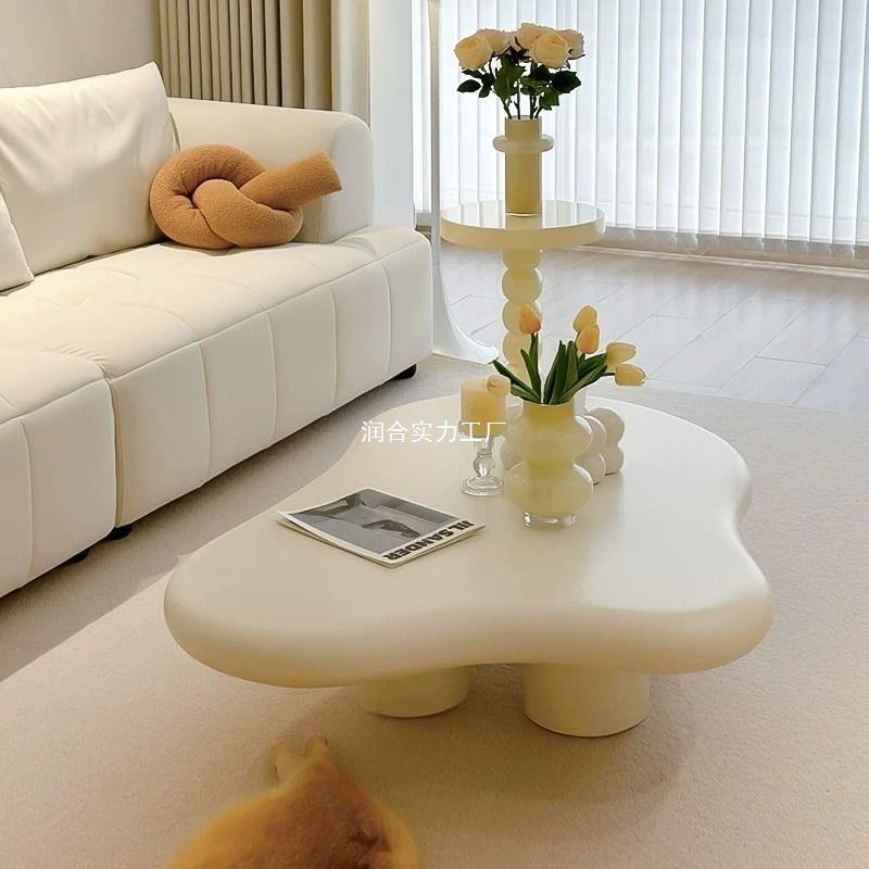 云朵茶几客厅家用小户型奶油风网简约北欧现代桌子带抽屉网红轻奢