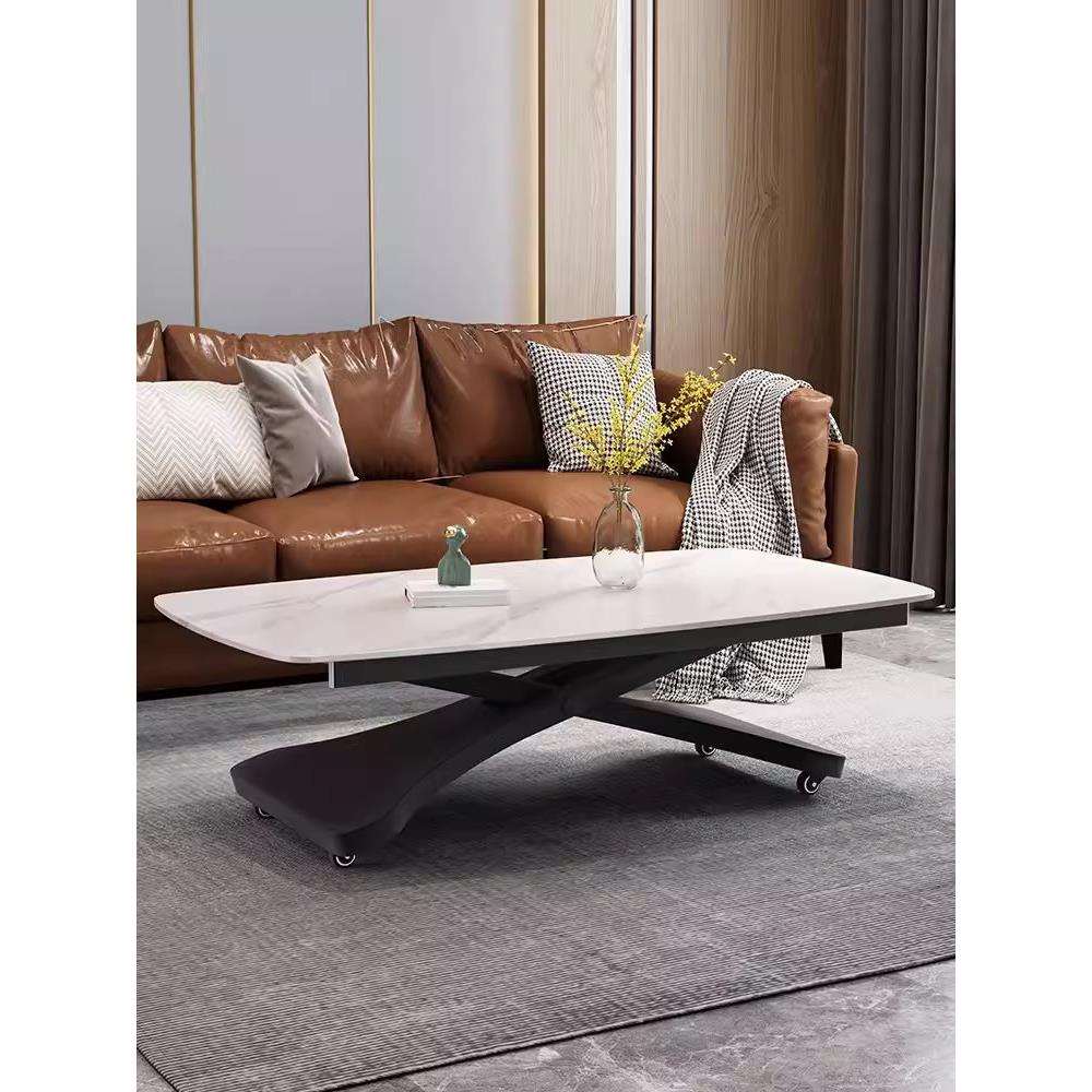 两用二合一茶几岩板现代简约小户型可移动升降轻奢多功能家用餐桌