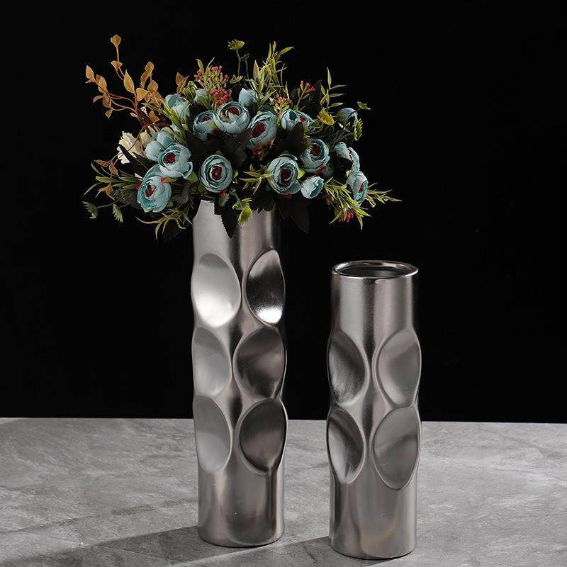 现代简约电镀银色陶瓷花瓶花插 北欧轻奢家居样板间饰品工艺品,标准件/零部件/工业耗材,车间地垫,淘宝优惠券,粉丝福利购,淘宝优惠卷