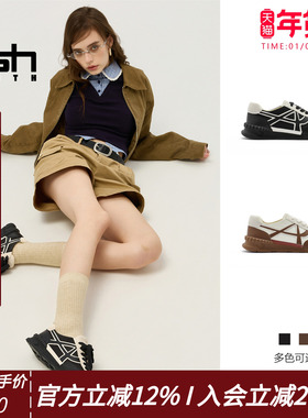 ASH YOUTH「积木」女鞋2025秋季新款真皮运动休闲鞋舒适平底板鞋