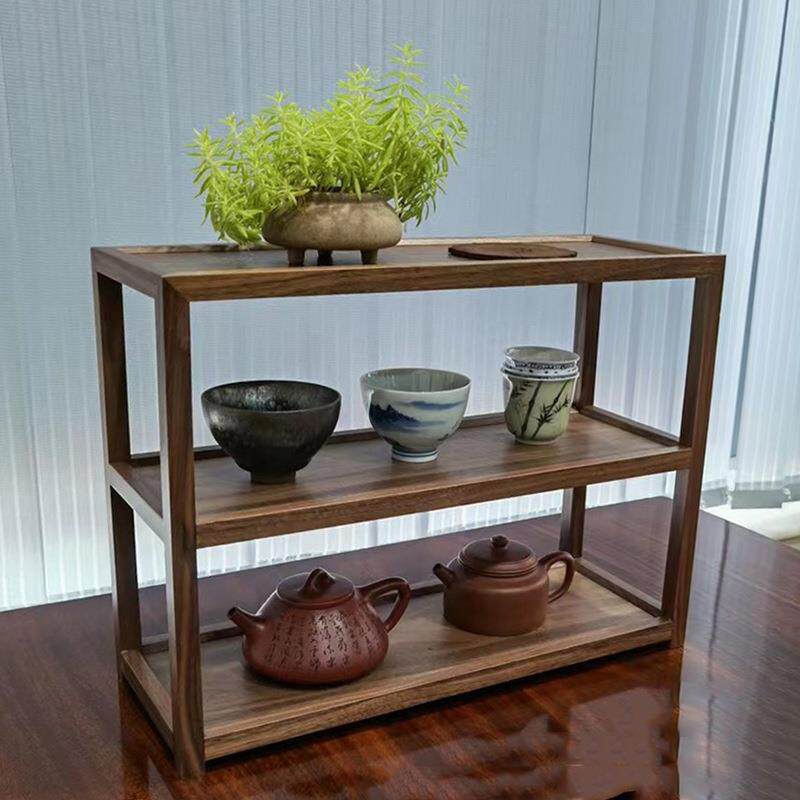 黑胡桃木茶具架桌面茶具茶杯博古架置物架多层茶棚收纳架茶室家用