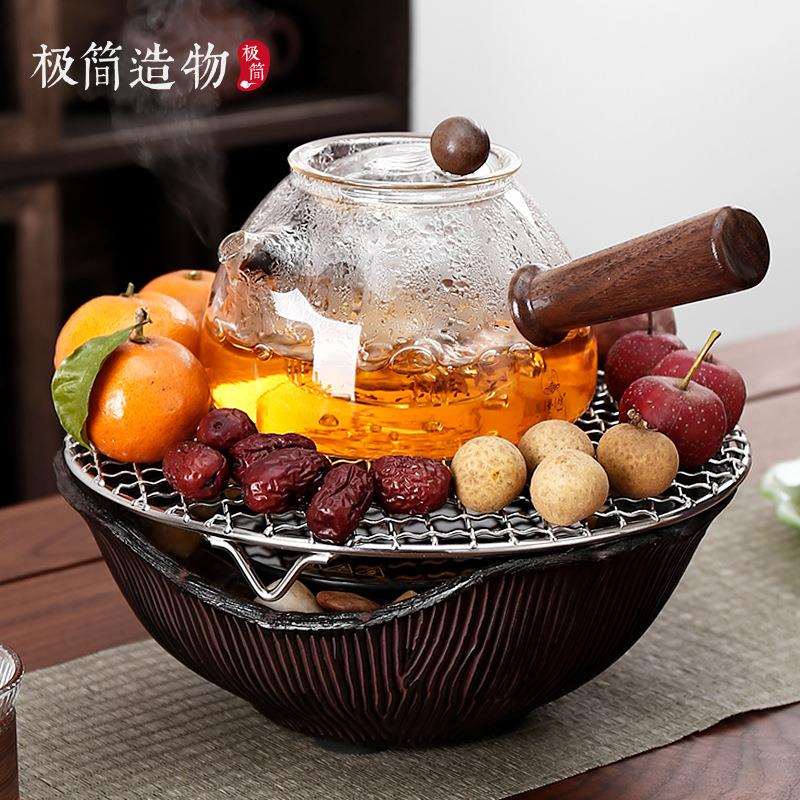 慧艺坊小憨壶轻奢耐热手工加厚玻璃高身提梁壶蒸煮泡喷淋煮茶壶