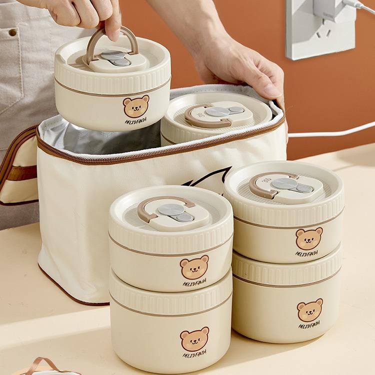 24小时超长保温饭盒316L不锈钢桶上班族可充插电加热便当盒密封盒