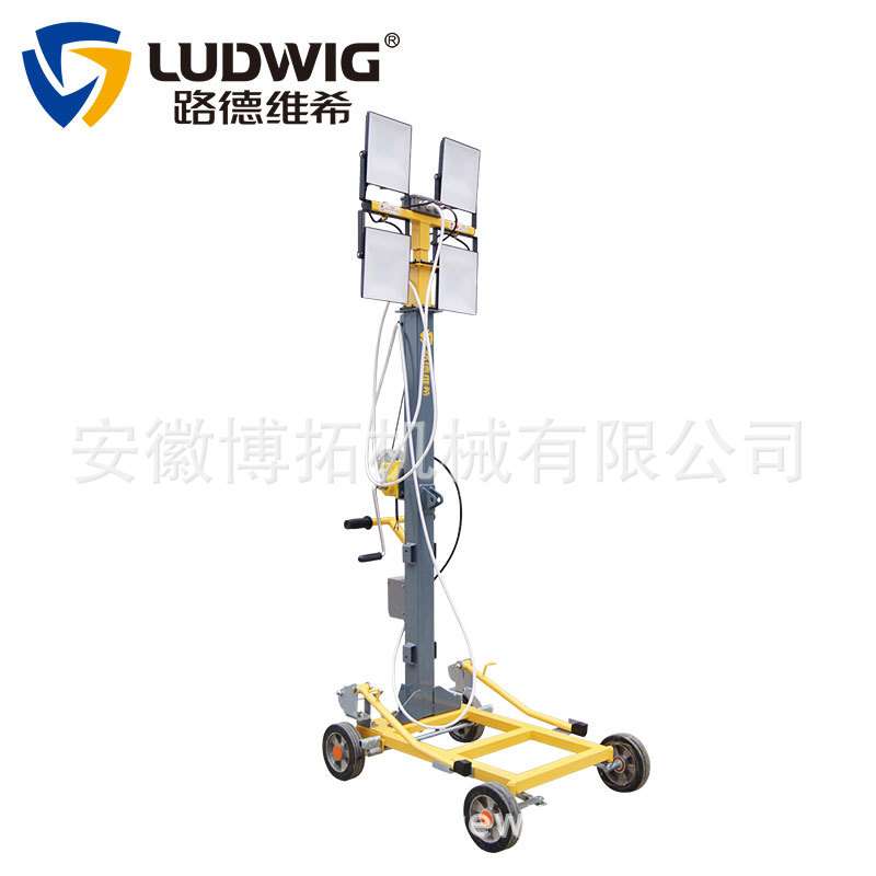 路德维希威克款手推式手摇升降杆移动照明车灯塔50WLED灯应急灯
