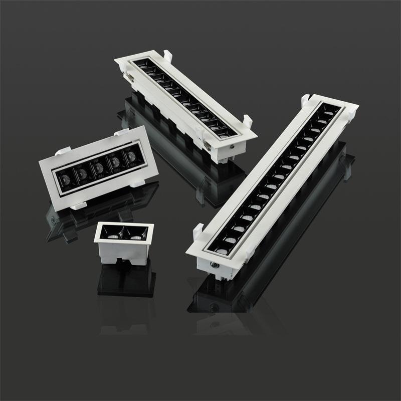 厂家直供 嵌入式可调角度线条灯5 10 15头格栅长条灯洗墙吊顶线性