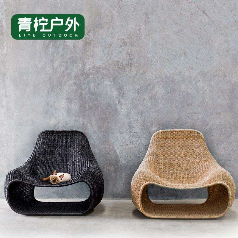 户外圆藤沙发椅阳台庭院花园露台阳光房东南亚藤制编艺椅别墅家具