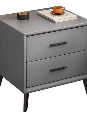 Y床头柜简约现代家用卧室2024新款实木床边柜小型主卧高端灰色柜L