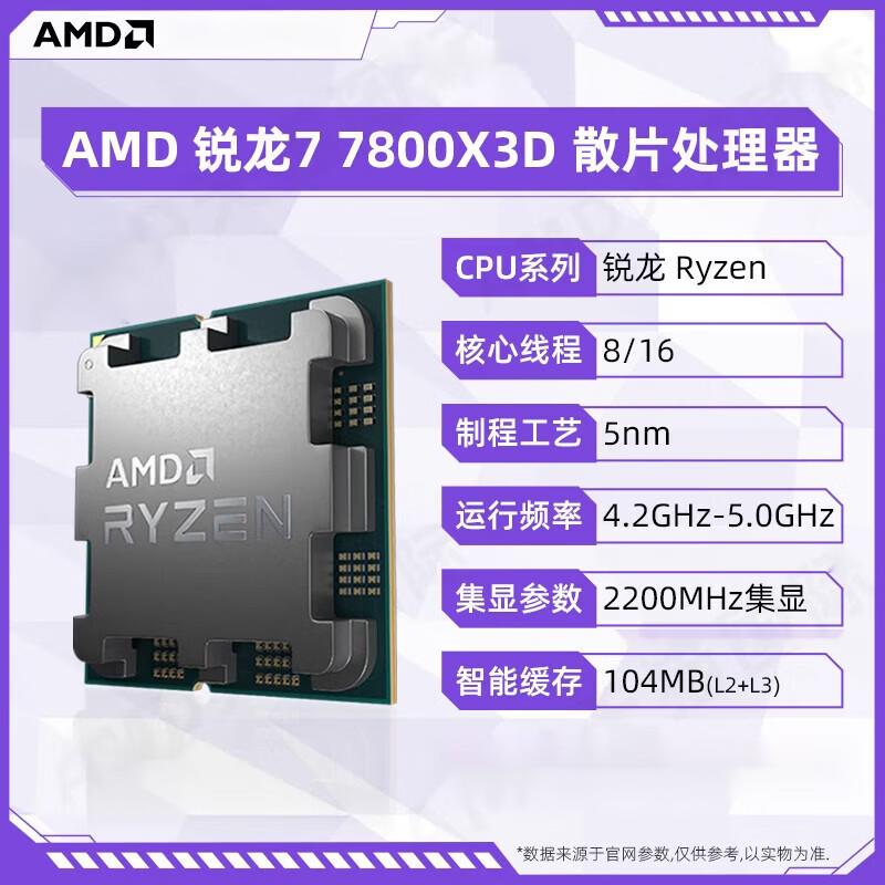 适用锐龙R7 7800X3D散片CPU台式机电脑处理器8核12线程AM5 x670