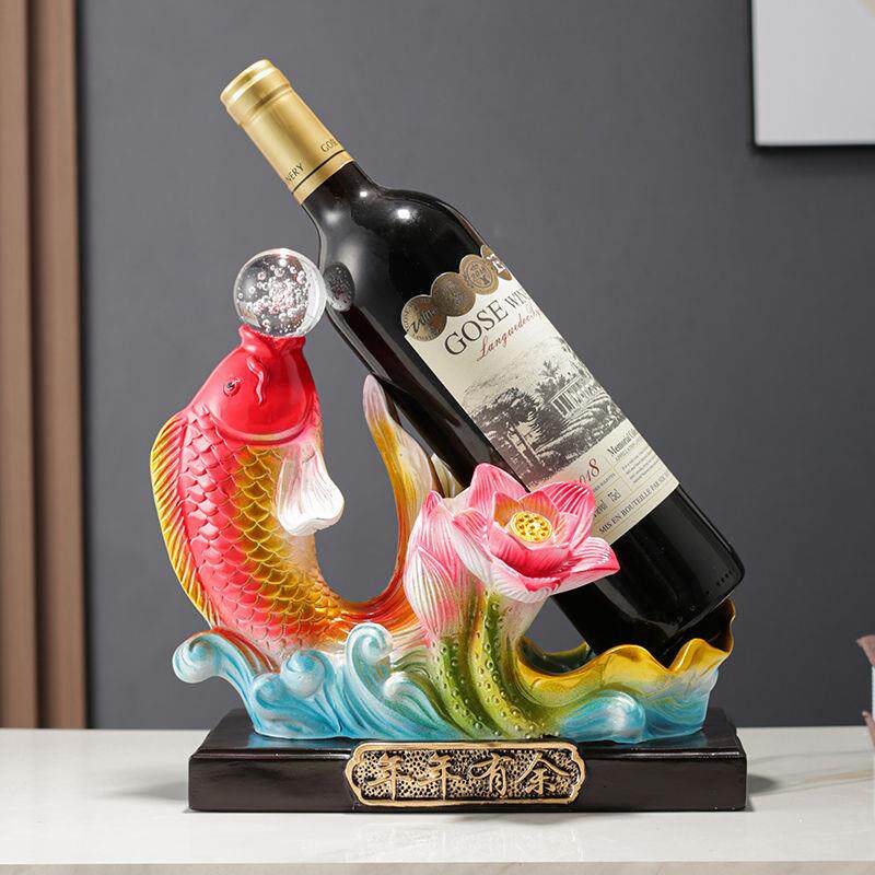 年年有余酒架酒柜装饰品摆件新中式客厅办公室电视柜荷花鲤鱼摆设