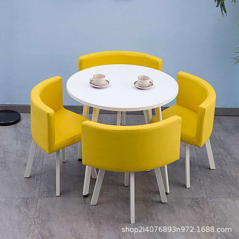 北欧简约接待桌椅组合洽谈桌椅店铺会客桌椅办公室休闲小圆桌白色