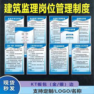施工监理员建筑岗位职责总监理工程师专业监理项目制度上墙警示牌