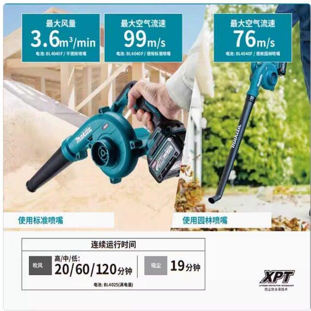 Makita牧田UB002充电式吹风机40V无线手持式大风力小型除尘吹落叶