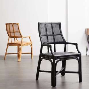 复古藤椅哈珀印尼真藤中古藤编靠背休闲靠背椅子阳台懒人椅新中式