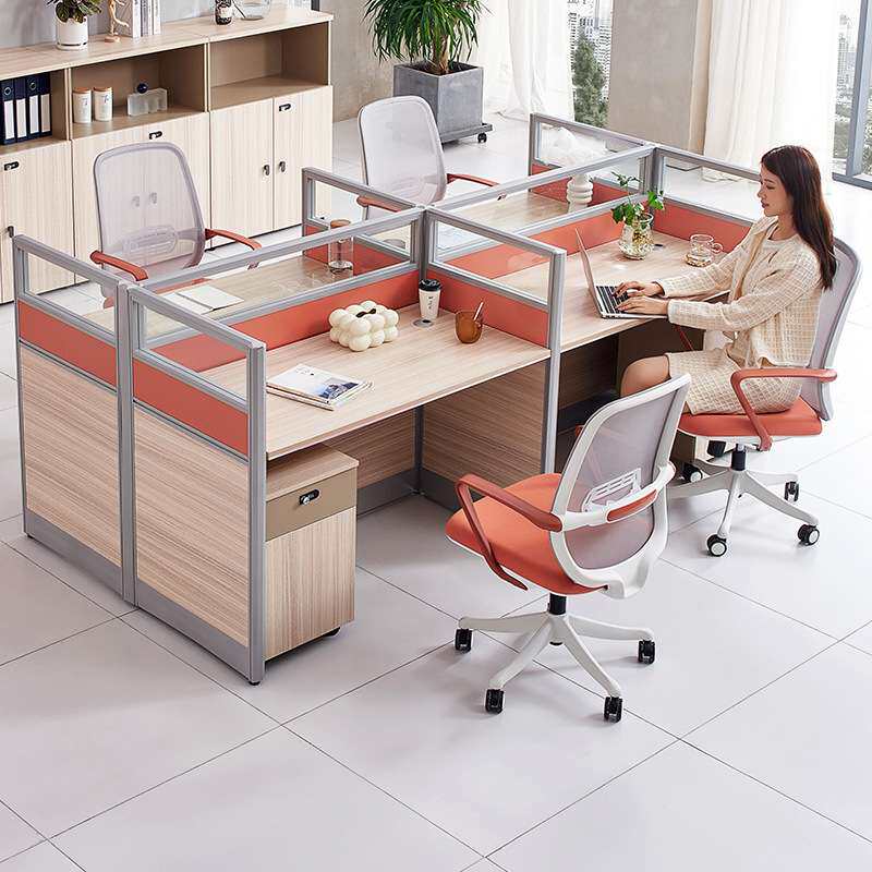 屏风办公桌员工工作桌4人卡位2人对坐职员组合工作位办公室电脑桌