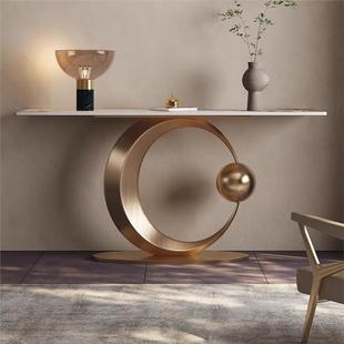 轻奢月牙风格岩板玄关桌家用轻奢玄关台组装观景台靠墙装饰摆放