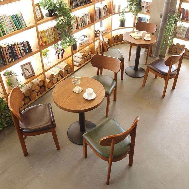 咖啡店奶茶店简约实木椅子螺蛳粉店小圆桌快餐面馆甜品店桌椅组合