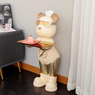 大型落地闪电熊客厅摆件托盘电视柜两边软装饰品大厅玄关入户门口