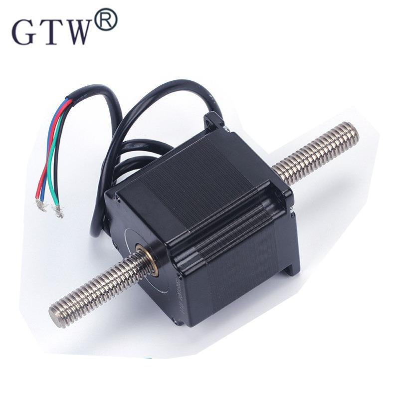 57直线丝杆贯通式梯形丝杆步进电机 来回伸缩走 雕刻机用