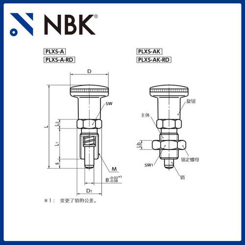 NBK PLXS不锈钢分度柱塞 2种行程多色多规格 带旋钮分度销 厂家