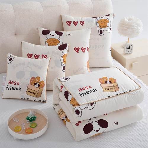 全棉印花抗菌棉抱枕被纯棉办公室四季午休枕头靠垫被车载