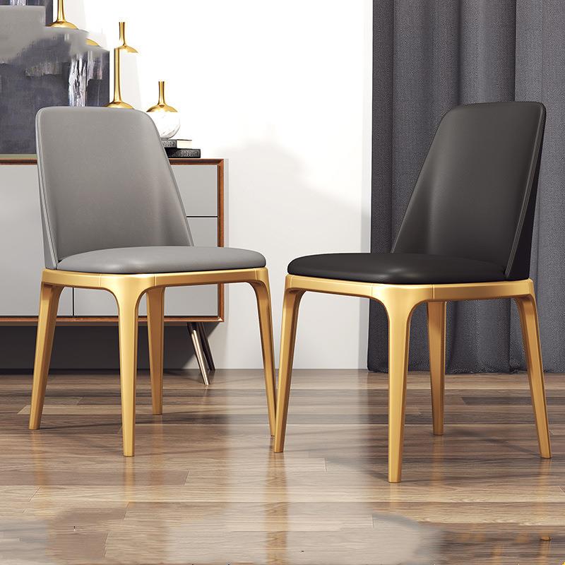 北欧轻奢铁艺餐椅家用创意网红酒店休闲靠背凳子餐厅时尚皮革椅子