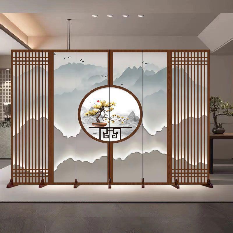 新中式屏风隔断餐厅酒店入户玄关家用客厅办公室可移动屏风隔断