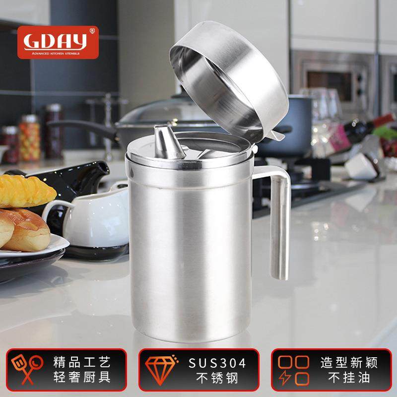 GDAY加厚304不锈钢油壶防漏油壶厨房油瓶油瓶酱油醋瓶源头工厂