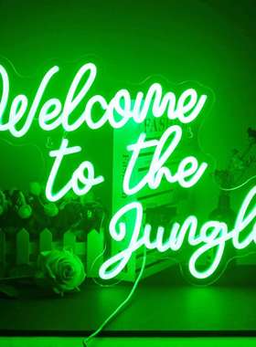 led霓虹灯发光字Welcome to the Jungle字母装饰灯餐厅商场招牌灯