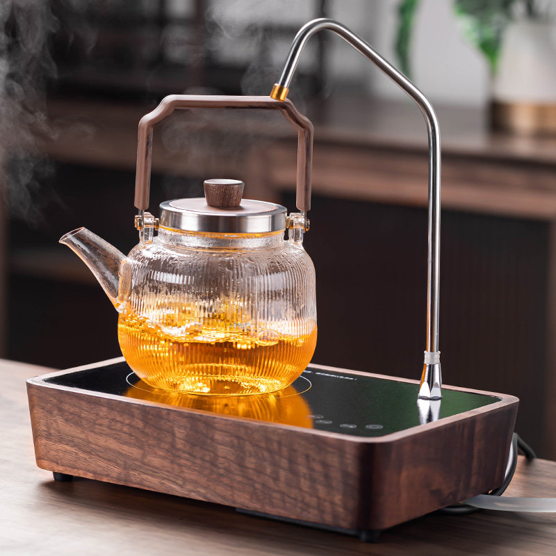 一体抽水电陶炉煮茶器罐罐煮茶家用玻璃花茶壶小型加热围炉煮茶壶