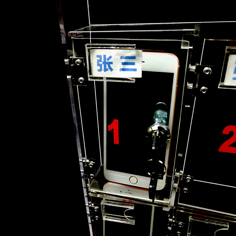 手机保管存放箱带锁透明定制盒办公收纳员工手机储放有机玻璃展柜
