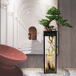 仿真大型绿植盆景门口迎客松摆件客厅玄关办公室酒店落地装饰假树