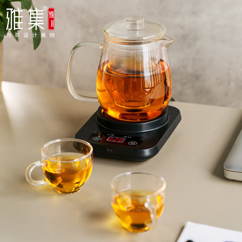 雅集木纹保温底座烧水底座玻x璃茶壶茶杯茶具保温加热底座恒温宝