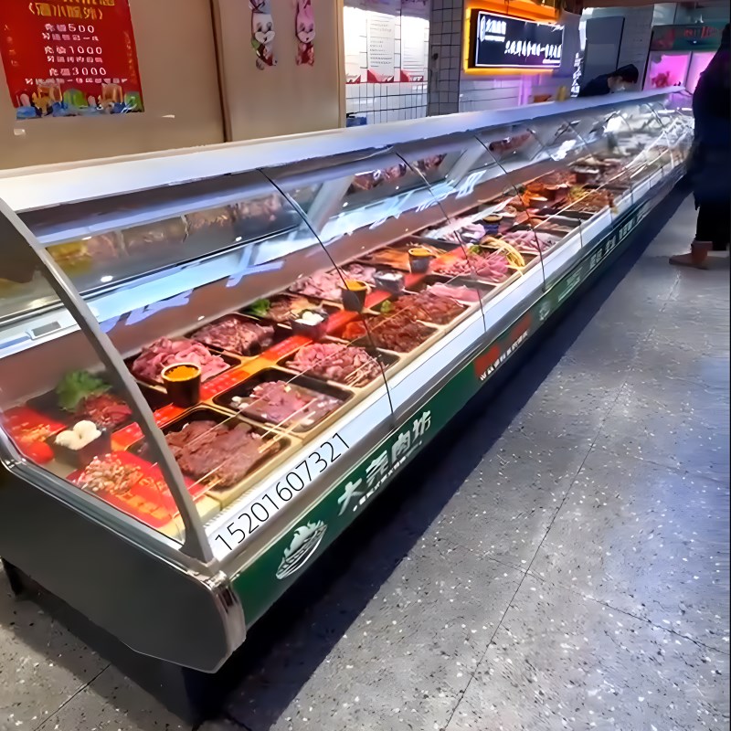 自选烤肉展c示柜大尧肉坊量贩式风冷烤肉保鲜柜定做圆弧熟食冷藏