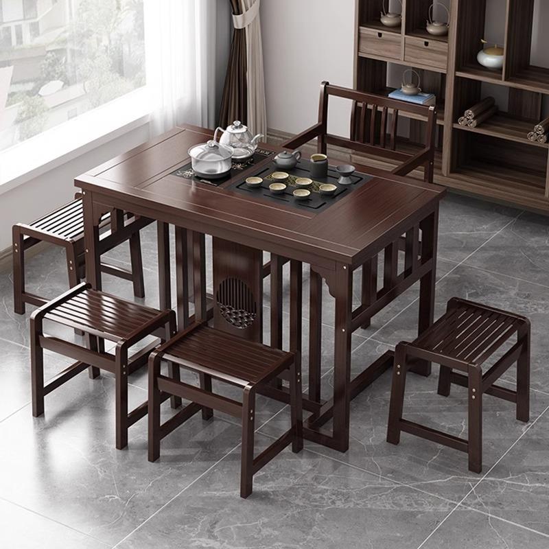 阳台茶桌椅组合实木新中式全套办公室客厅简约小茶桌烧水一体茶台
