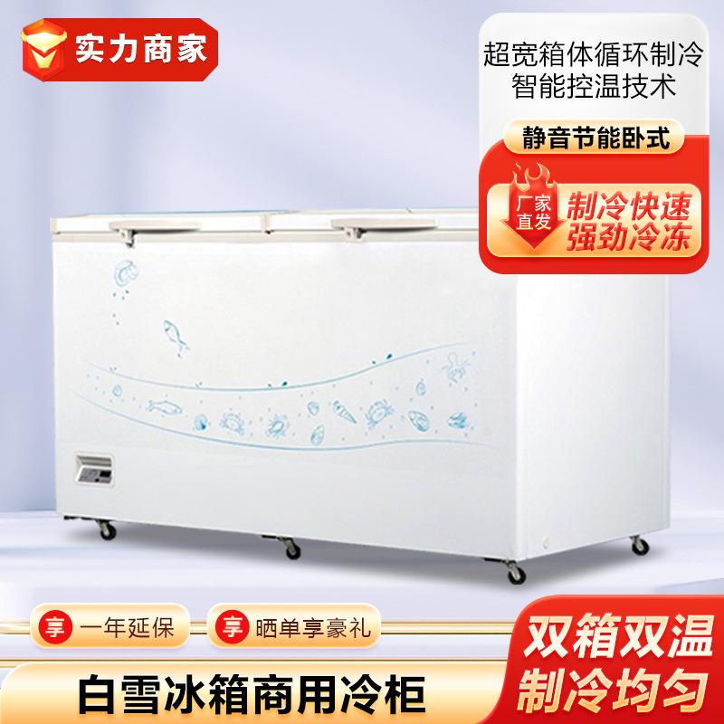 白雪冰箱商用冷柜BD/C-606FD家用小型卧式冰柜超市顶开门冷藏柜