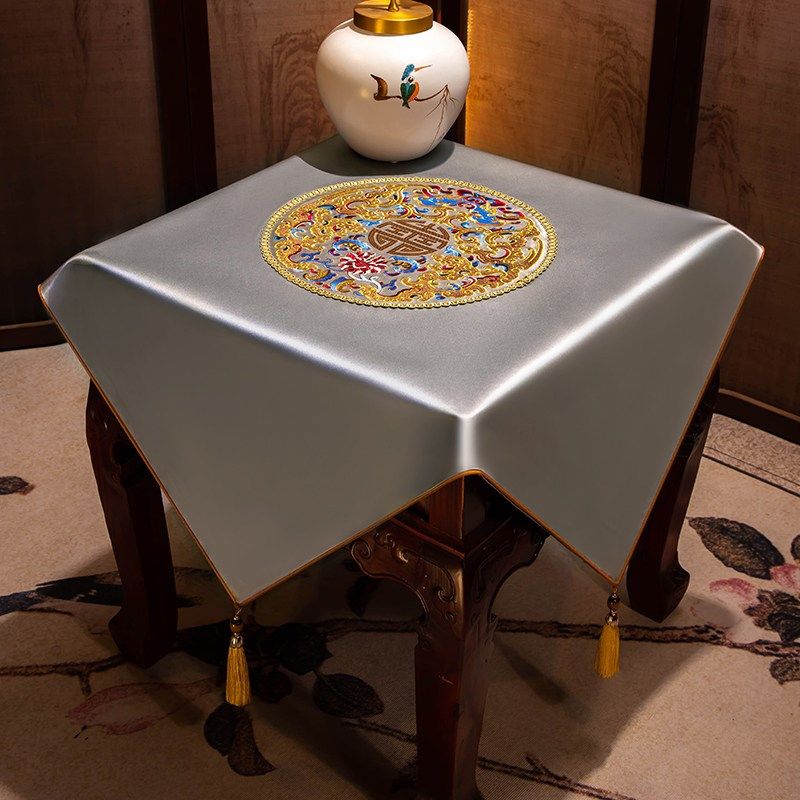 中式四方正方形桌布床头柜方形方桌装饰防尘盖巾茶几角几盖布定制,居家布艺,床头柜盖布,淘宝优惠券,粉丝福利购,淘宝优惠卷