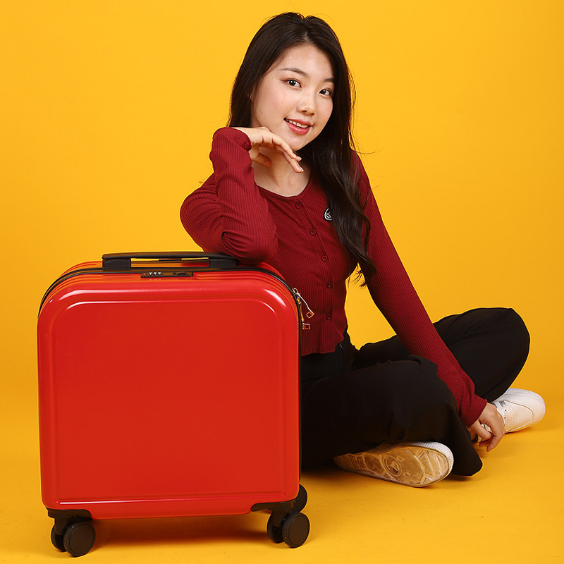 行李箱女小型轻便18寸登机箱子母箱超轻大红色拉杆箱2W0密码旅行