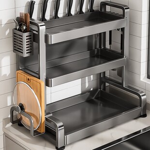 厨房置物架置物架多功能调料品架厨房盐调味罐收纳盒台面调味罐架