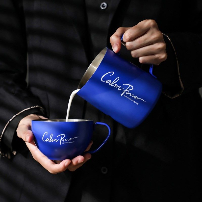 克莱因蓝不锈钢拉花杯咖啡器具专用奶泡壶打奶缸拉花缸带刻度尖嘴,餐饮具,拉花缸/拉花杯/打奶缸,淘宝优惠券,粉丝福利购,淘宝优惠卷