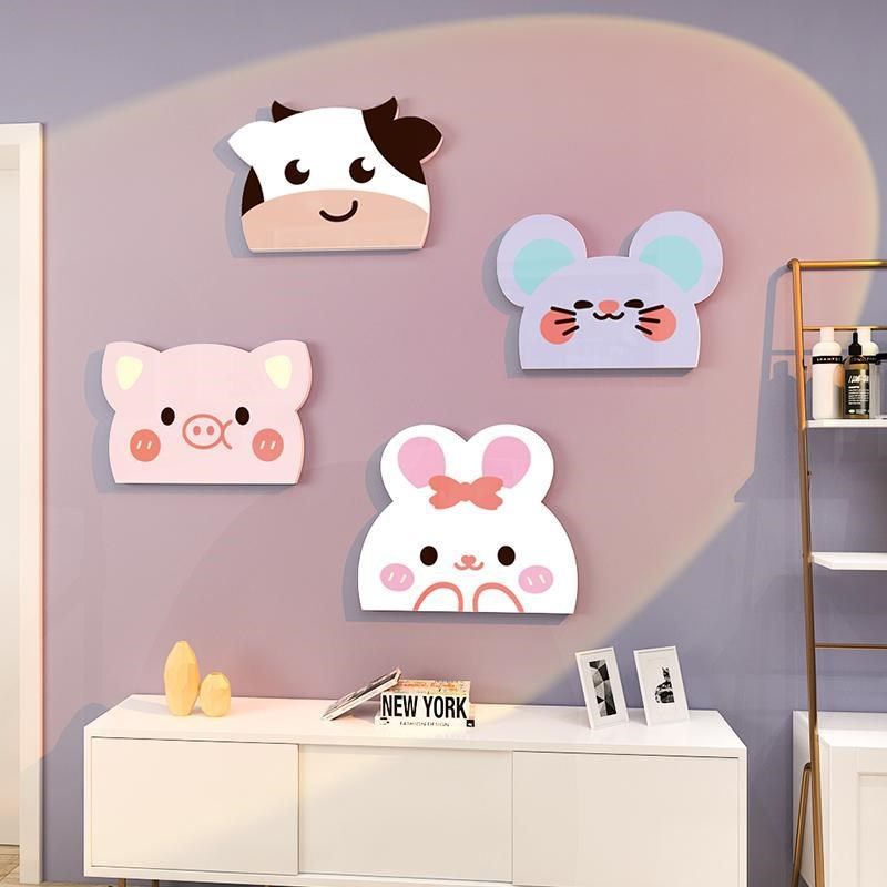 网红儿童小房间布置装饰品门贴纸画公主女孩床头改造卧室墙面物件