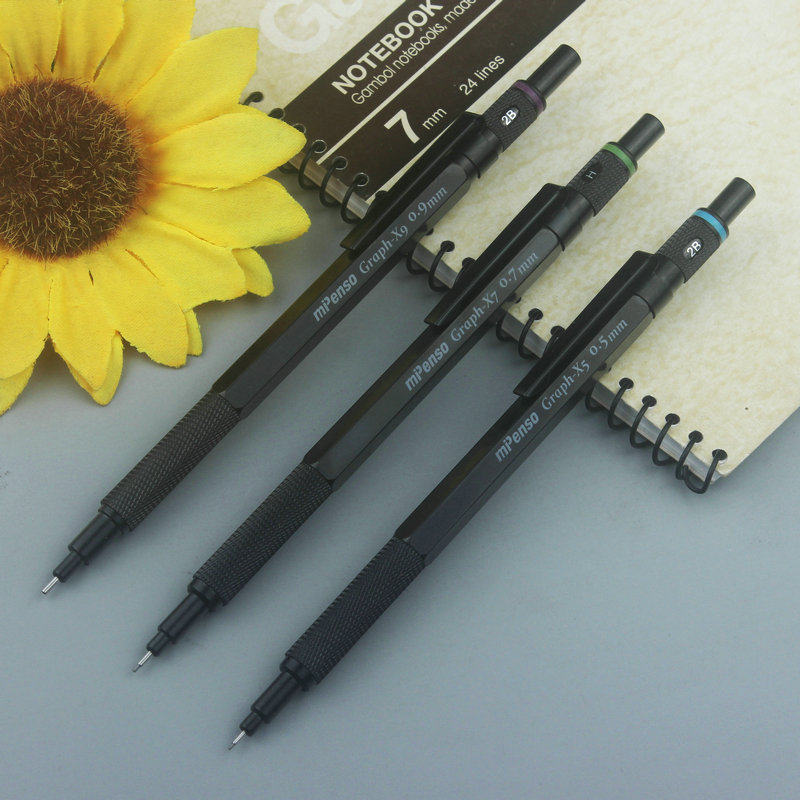 绘图自动铅笔0.5/0.7/0.9全金属杆防滑握笔梯级式渐细笔头 专业型