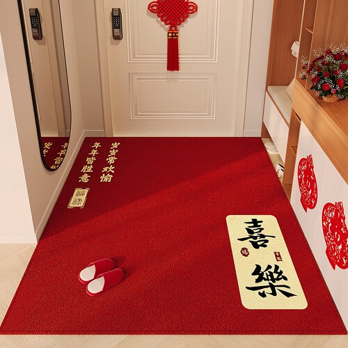 入户门地垫门垫门口入户脚垫x子防滑喜庆红色家用进门免洗耐脏地