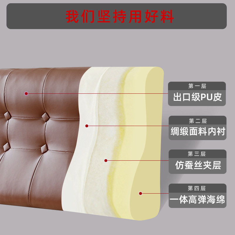 无床头用榻榻米床头靠垫软包靠背垫床靠枕皮质护腰自粘罩套硬海绵图片