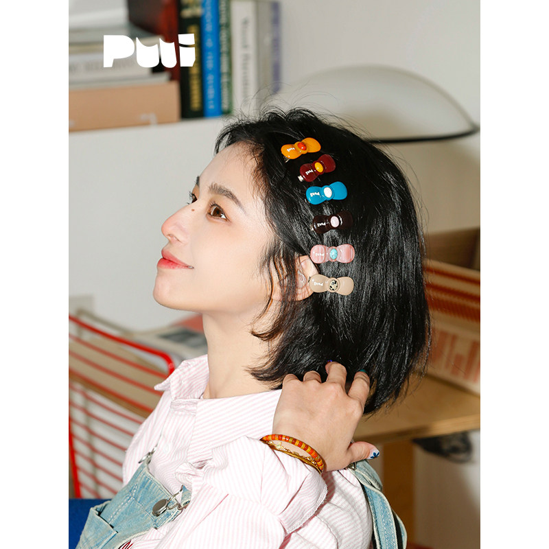 Puui原创生活小礼貌发夹可爱彩色醋酸边夹鸭嘴夹刘海夹少女发卡